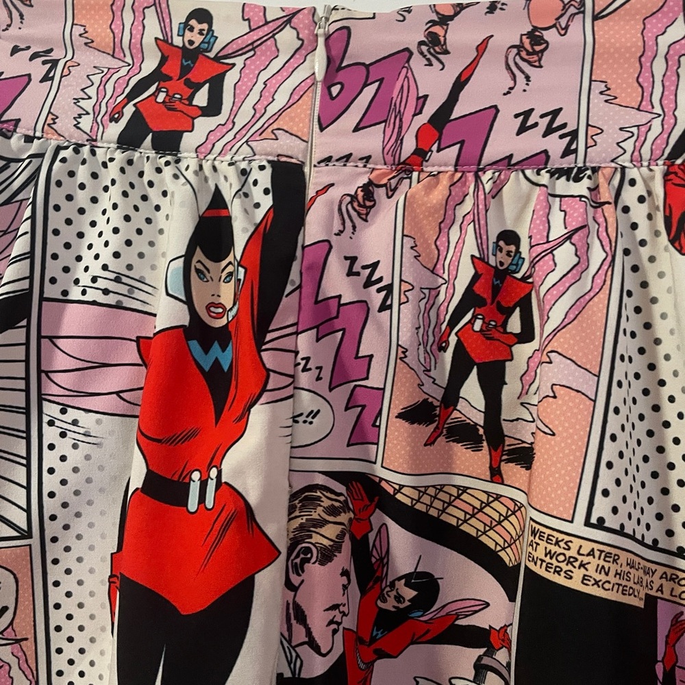 💜 Blackmilk Clothing | Marvel Retro Wasp Comic Yoke Midi Skirt XL